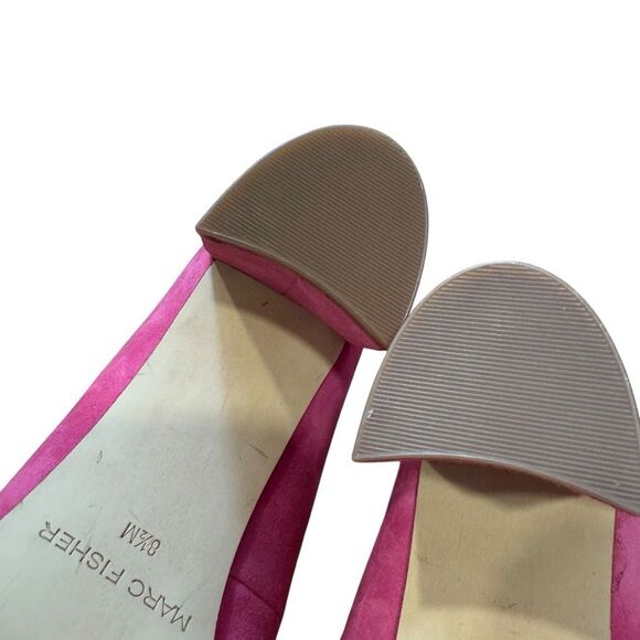 Revolve Marc Fisher Caitlin Hot Pink Slip On Suede Leather Pump Block Heels - Picture 10 of 10